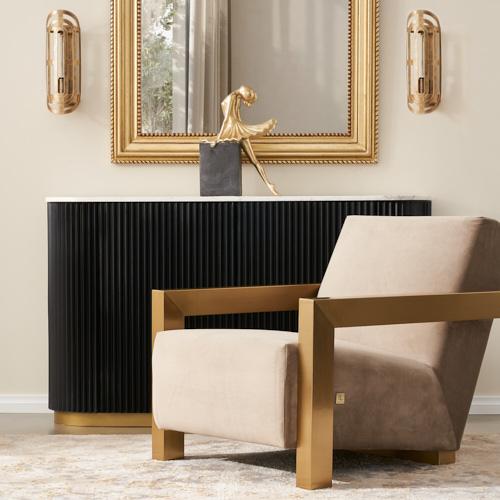 Stellan Beige Velvet  Occasional Chair-Brushed Gold Stainless Steel Legs