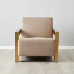 Stellan Beige Velvet  Occasional Chair-Brushed Gold Stainless Steel Legs