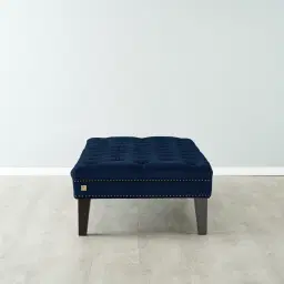Vogue Navy Blue Velvet Ottoman
