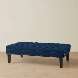 Vogue Navy Blue Velvet Ottoman