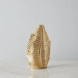 Platano Leaf Gold Resin Vase-Short