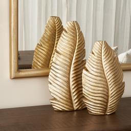 Platano Leaf Gold Resin Vase-Short
