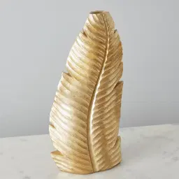 Platano Leaf Gold Resin Vase-Tall