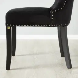 Viktor Black Velvet Dining Chair - Black Nickel Lionhead Pull