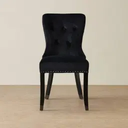 Viktor Black Velvet Dining Chair - Black Nickel Lionhead Pull