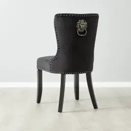 Viktor Black Velvet Dining Chair - Black Nickel Lionhead Pull