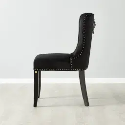 Viktor Black Velvet Dining Chair - Black Nickel Lionhead Pull