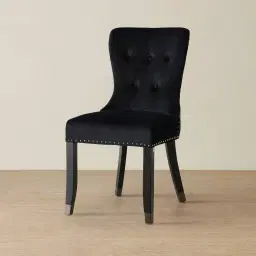 Viktor Black Velvet Dining Chair - Black Nickel Lionhead Pull