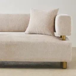 Malta II 3-Seater Powder White Chenille Fabric Sofa