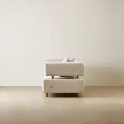 Malta II 3-Seater Powder White Chenille Fabric Sofa