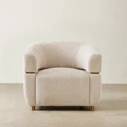 Malta II Powder White Chenille Fabric Occasional Chair