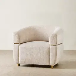 Malta II Powder White Chenille Fabric Occasional Chair