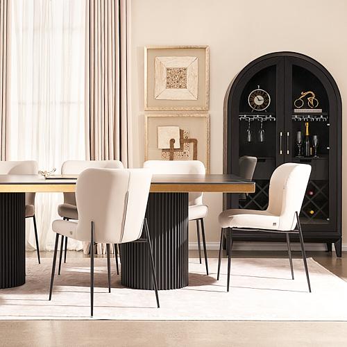 Hailey Glacier Grey Vegan Leather Dining Chair - Black Legs