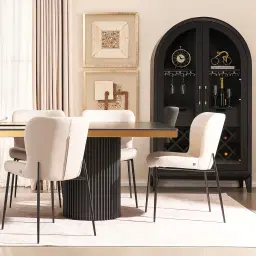 Hailey Glacier Grey Vegan Leather Dining Chair - Black Legs