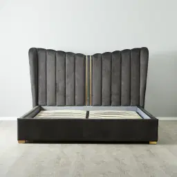 Madrid Charcoal Velvet Queen Bed