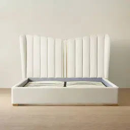 Madrid Cream Velvet Queen Bed