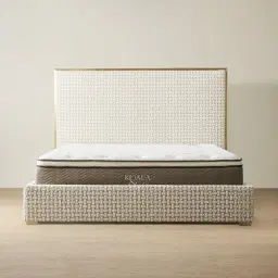 Harlow Light Sand Grey and White Boucle King Bed