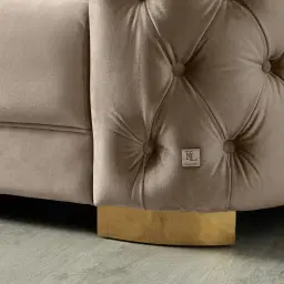 Kelly Beige Velvet 2-Seater Sofa - Gold Legs