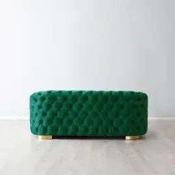 Kelly Emerald Green Velvet 2-Seater Sofa - Gold Legs