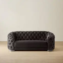 Kelly Charcoal Velvet 2 Seater Sofa - Black Nickel Legs