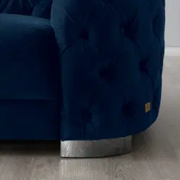 Kelly Navy Blue Velvet 2-Seater Sofa Silver legs