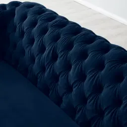 Kelly Navy Blue Velvet 2-Seater Sofa Silver legs