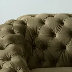 Kelly Olive Green Velvet 2-Seater Sofa Gold Legs