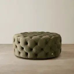 Kelly Olive Green Velvet Ottoman