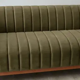 Astoria III Olive Green Velvet 3-Seater Sofa