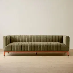 Astoria III Olive Green Velvet 3-Seater Sofa