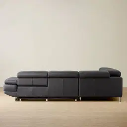 Alessia Black Leather Dual Electric Recliner Lounge - Left