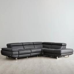 Alessia Black Leather Dual Electric Recliner Lounge - Right