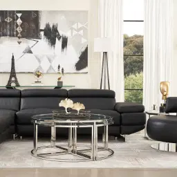 Alessia Black Leather Dual Electric Recliner Lounge - Right