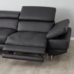 Alessia Black Leather Dual Electric Recliner Lounge - Right