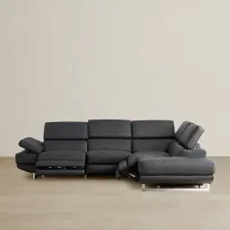 Alessia Black Leather Dual Electric Recliner Lounge - Right