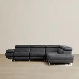 Alessia Black Leather Dual Electric Recliner Lounge - Right