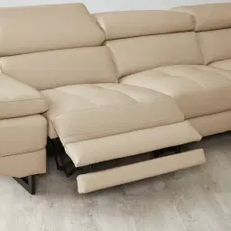 Alessia Almond Cream Leather Dual Electric Recliner Lounge - Right