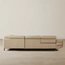 Alessia Almond Cream Leather Dual Electric Recliner Lounge - Right