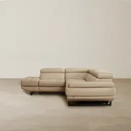 Alessia Almond Cream Leather Dual Electric Recliner Lounge - Left