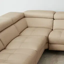 Alessia Almond Cream Leather Dual Electric Recliner Lounge - Left