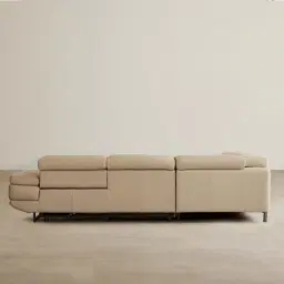 Alessia Almond Cream Leather Dual Electric Recliner Lounge - Left