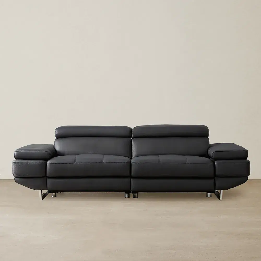 Elena Black Leather 3-Seater Electric Recliner