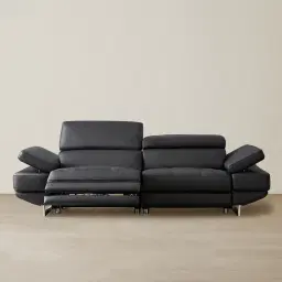 Elena Black Leather 3-Seater Electric Recliner