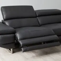 Elena Black Leather 3-Seater Electric Recliner