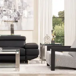 Elena Black Leather 2-Seater Electric Recliner