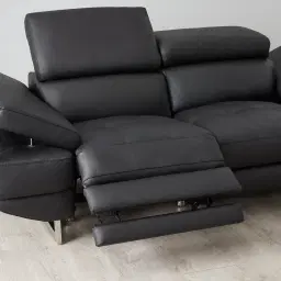 Elena Black Leather 2-Seater Electric Recliner