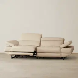 Elena Almond Cream Leather 3-Seater Electric Recliner