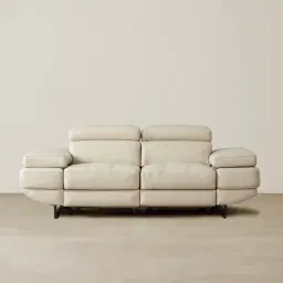 Elena Almond Cream Leather 2-Seater Electric Recliner