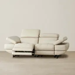 Elena Almond Cream Leather 2-Seater Electric Recliner