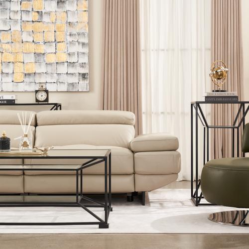 Elena Almond Cream Leather 2-Seater Electric Recliner